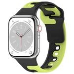 For Apple Watch 7 45mm Double Color Silicone Watch Band(Black+Green)