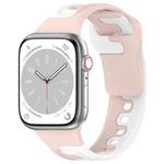 For Apple Watch SE 44mm Double Color Silicone Watch Band(Pink+White)