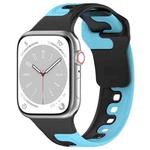 For Apple Watch 4 44mm Double Color Silicone Watch Band(Black+Blue)
