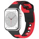 For Apple Watch 2 42mm Double Color Silicone Watch Band(Black+Red)