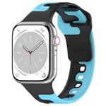 For Apple Watch 38mm Double Color Silicone Watch Band(Black+Blue)