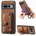 For Google Pixel 7 Pro Retro Cross Wristband Wallet Leather Back Phone Case(Brown)