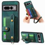 For Google Pixel 7 Pro Retro Cross Wristband Wallet Leather Back Phone Case(Green)