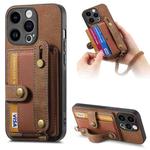For iPhone 14 Pro Max Retro Cross Wristband Wallet Leather Back Phone Case(Brown)