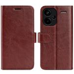 For Xiaomi Redmi Note 13 Pro+ R64 Texture Horizontal Flip Leather Phone Case(Brown)