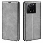 For Xiaomi 13T Retro-skin Magnetic Suction Leather Phone Case(Grey)