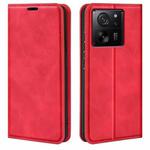 For Xiaomi 13T Retro-skin Magnetic Suction Leather Phone Case(Red)