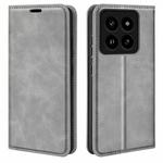 For Xiaomi 14 Pro Retro-skin Magnetic Suction Leather Phone Case(Grey)