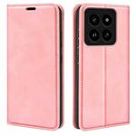 For Xiaomi 14 Pro Retro-skin Magnetic Suction Leather Phone Case(Pink)