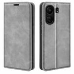 For Xiaomi Redmi 13C Retro-skin Magnetic Suction Leather Phone Case(Grey)