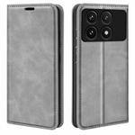 For Xiaomi Redmi K70 Retro-skin Magnetic Suction Leather Phone Case(Grey)