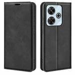 For Xiaomi Redmi Note 13R Retro-skin Magnetic Suction Leather Phone Case(Black)