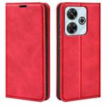 For Xiaomi Redmi Note 13R Retro-skin Magnetic Suction Leather Phone Case(Red)