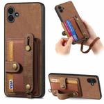 For Samsung Galaxy A04e Retro Cross Wristband Wallet Leather Back Phone Case(Brown)