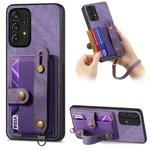 For Samsung Galaxy A13 4G Retro Cross Wristband Wallet Leather Back Phone Case(Purple)