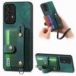 For Samsung Galaxy A23 Retro Cross Wristband Wallet Leather Back Phone Case(Green)