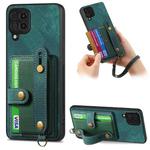 For Samsung Galaxy A42 5G Retro Cross Wristband Wallet Leather Back Phone Case(Green)