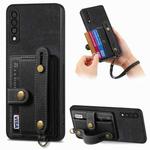 For Samsung GalaxyA50/A50s/A30s Retro Cross Wristband Wallet Leather Back Phone Case(Black)