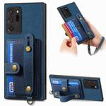 For Samsung Galaxy Note20 Ultra Retro Cross Wristband Wallet Leather Back Phone Case(Blue)