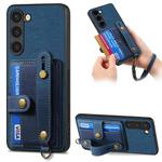 For Samsung Galaxy S23+ 5G Retro Cross Wristband Wallet Leather Back Phone Case(Blue)