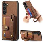 For Samsung Galaxy S23+ 5G Retro Cross Wristband Wallet Leather Back Phone Case(Brown)