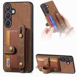 For Samsung Galaxy S24 5G Retro Cross Wristband Wallet Leather Back Phone Case(Brown)