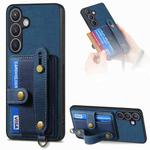 For Samsung Galaxy S24+ 5G Retro Cross Wristband Wallet Leather Back Phone Case(Blue)