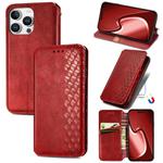 For iPhone 16 Pro Cubic Grid Pressed Magnetic Leather Phone Case(Red)