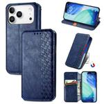 For iPhone 17 Pro Cubic Grid Pressed Magnetic Leather Phone Case(Blue)