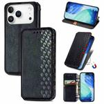 For iPhone 17 Pro Max Cubic Grid Pressed Magnetic Leather Phone Case(Black)