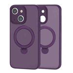 For iPhone 15 360 Magsafe Ring Holder TPU Hybrid PC Phone Case(Purple)