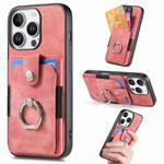 For iPhone 16 Pro Retro Skin-feel Ring Card Wallet Phone Case(Pink)