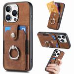 For iPhone 16 Pro Max Retro Skin-feel Ring Card Wallet Phone Case(Brown)