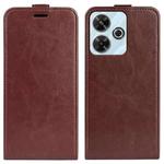 For Xiaomi Redmi Note 13R R64 Texture Single Vertical Flip Leather Phone Case(Brown)