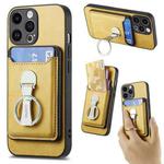 For iPhone 15 Pro Max Skin Feel Ring Holder Wallet Magnetic Phone Case(Yellow)