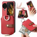 For OPPO Find N3 Flip Vertical Flip Zipper Wallet Ring Leather Phone Case(Red)