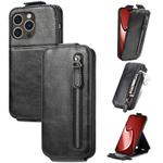 For iPhone 16 Pro Zipper Wallet Vertical Flip Leather Phone Case(Black)