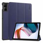 For Redmi Pad SE 11.0 ENKAY Tri-fold Custer Texture Leather Smart Tablet Case(Dark Blue)