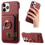 For iPhone 11 Pro Litchi Leather Oil Edge Ring Card Back Phone Case(Red)