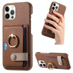 For iPhone 12 Pro Max Litchi Leather Oil Edge Ring Card Back Phone Case(Brown)