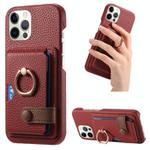 For iPhone 12 Pro Max Litchi Leather Oil Edge Ring Card Back Phone Case(Red)