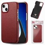 For iPhone 15 Litchi Oil Edge Leather Back Phone Case(Red)