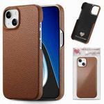 For iPhone 15 Plus Litchi Oil Edge Leather Back Phone Case(Brown)