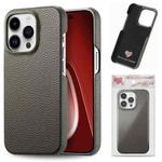 For iPhone 15 Pro Litchi Oil Edge Leather Back Phone Case(Grey)