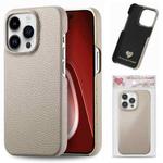 For iPhone 15 Pro Litchi Oil Edge Leather Back Phone Case(Khaki)