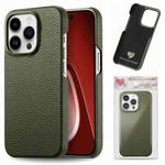 For iPhone 15 Pro Litchi Oil Edge Leather Back Phone Case(Green)