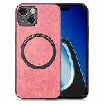 For iPhone 15 Solid Color Leather Skin Back Phone Case(Pink)