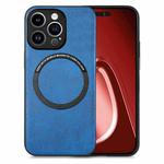 For iPhone 15 Pro Solid Color Leather Skin Back Phone Case(Blue)