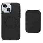 For iPhone 15 Pro Max Imitation Liquid Skin Feel Plating Magsafe Card Bag Phone Case(Black)