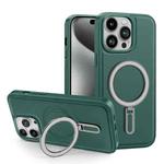 For iPhone 15 Pro Shield MagSafe Magnetic Holder Phone Case(Green)